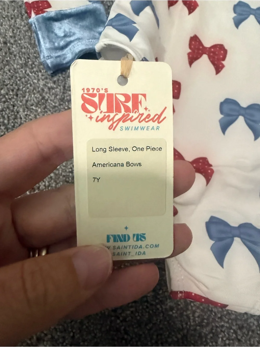 Saint Ida Patriotic Bow One Piece Rashgaurd Swimsuit Sz 7